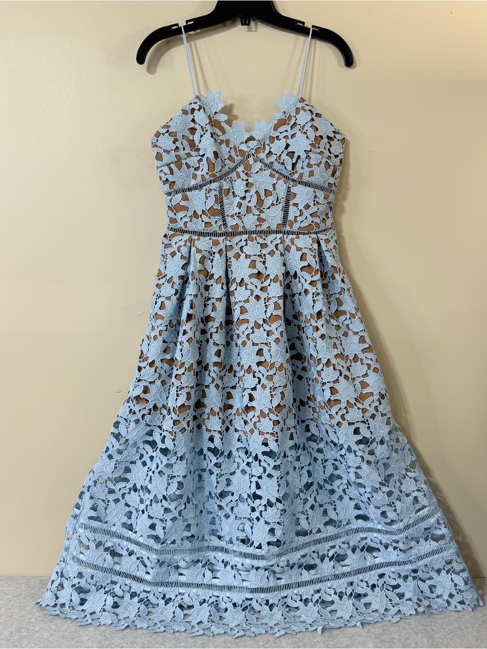 SELF-PORTRAIT Azalea Light Blue Guipure Lace Dress size 4 - Picture 9 of 17
